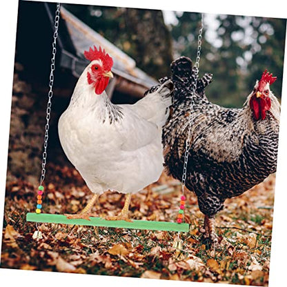 POPETPOP Pet Chicken Climbing Frame Wooden Swing Toy Perch Hen and Rooster Adventure Stand
