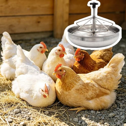 Round Stainless Steel Chick Feeder, Small Multi-Compartment Pig Feeder, Outdoor/Indoor Metal Water Trough for Barn, Pasture, Homestead(29 cm/11.4") - size: 29 cm/11.4"