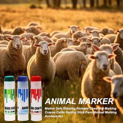 3PCS Safe Rotating Livestock Marker Crayon, Portable Cattle Sorting Stick, Farm Animal Marking Accessories for Pigs, Sheep, and Cows