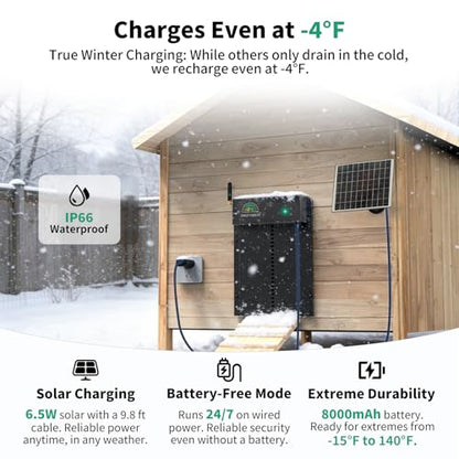 Smart Automatic Chicken Coop Door Solar Powered, WiFi App-Controlled, Door Status Display, 8000mAh Battery, Notifications, Sunrise Sunset Timer, Anti-Pinch Protection, Predator Proof Aluminum Alloy