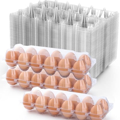 48 Pack Egg Cartons Cheap Bulk 12 Count, 1 Dozen Clear Empty Chicken Egg Cartons for Chicken Eggs, Plastic Egg Holder Egg Container for Family, Chicken Farm and Markets - Medium Reusable Egg Carton - size: 48P2×6