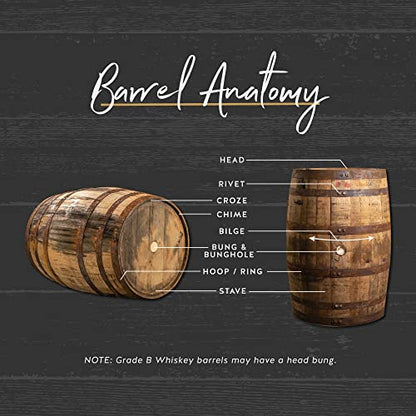 Midwest Barrel Company Authentic Whiskey Barrel (53 Gallons) Used Genuine American White Oak Wood Barrel with Steel Rings for Decoration, Furniture & DIY Projects