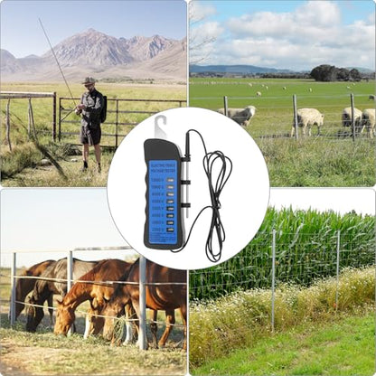QWORK Electric Fence Voltage Tester, 12KV Fence Tester, 8 Neon Lights Testing Tool, Fault Finder for Farms