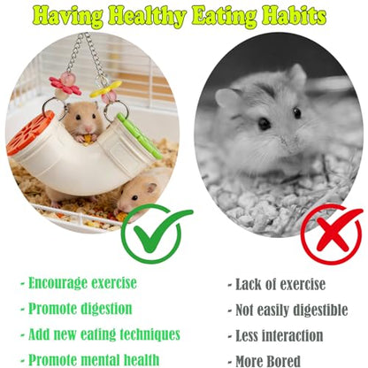 Rat Enrichment Toy, Mouse Interactive Foraging Toys for Various Treats, Slow Feeder Hanging Fancy Mice Cage Accessories Tube Treat Dispenser Rodent Puzzle Toys for Rats Guinea Pig Small Pet Parakeet