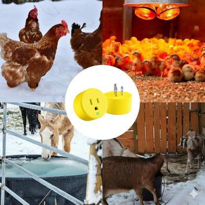 Yellow Thermostatically Controlled Outlet - On at 32°F/Off at 50 °F, Thermostat Plug Outlet, Auto Close, for Chicken Water Coop Heater Heated Water Bowl Bird Bath Deicer Roof Cable (2 Pcs) - style: Yellow 2Pcs