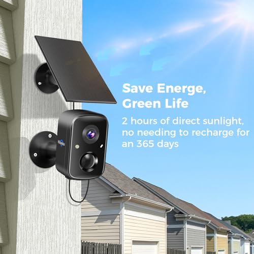 Hiseeu Security Cameras Wireless Outdoor, 2pcs Solar Powered 3K 4MP Surveillance WiFi Cameras for Home Security Outside, PIR/AI Motion Detection, Waterproof, Color Night Vision, 2-Way Audio, Black - color: 2C90B-Black