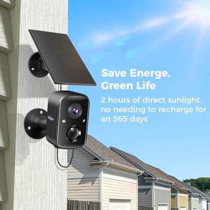 Hiseeu Security Cameras Wireless Outdoor, 3pcs Solar Powered 3K 4MP Surveillance WiFi Cameras for Home Security Outside, PIR/AI Motion Detection, Waterproof, Color Night Vision, 2-Way Audio, Black - color: 3C90B-Black