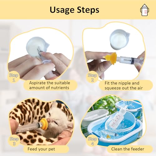 Pet Feeding Nipple, Pets Nursing Bottle, Milk Nursing Bottles Kits for Newborn Puppy & Kitten, 1 * Pet Milk Bottle, 4 * Animal Feeding Nipple, Fit for Cats, Dogs, Kittens, Puppies, Rabbits, Squirrel