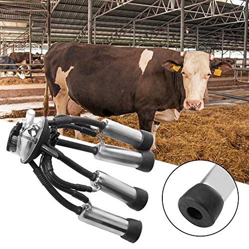 Milking Cluster, 240CC Stainless Steel Rubber Thick Cow Milking Cluster with A Hook, Tough Strong Structure Cow Milk Collector, Smooth Milk Cup Set for Vacuum Pump Milking Machine