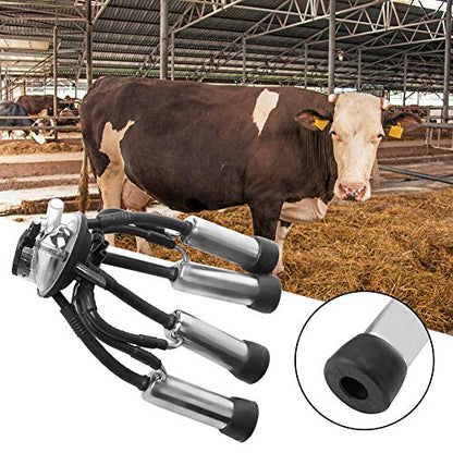 Milking Cluster, 240CC Stainless Steel Rubber Thick Cow Milking Cluster with A Hook, Tough Strong Structure Cow Milk Collector, Smooth Milk Cup Set for Vacuum Pump Milking Machine