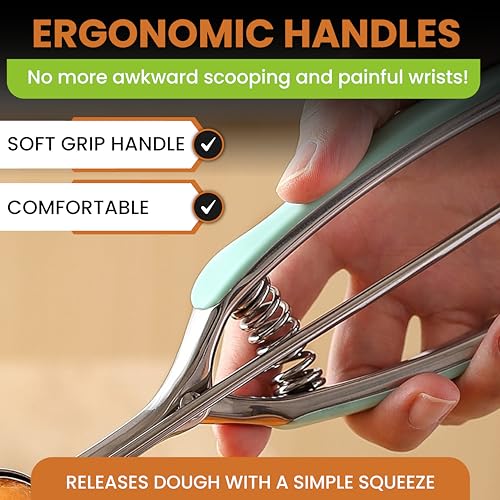 Spring Chef Medium #40 Stainless Steel Cookie Scoop for Baking, Multifunctional Kitchen Food Scooper with Trigger Release, 1.7 Tablespoon Melon Scooper - Dishwasher Safe Meatball Scoop - Mint - color: Mint, size: #40 - Medium - 1.7 Tbsp