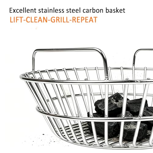 Charcoal Basket Compatible with Big Green Egg Large and Kamado Joe Classic - 304 Stainless Steel Ash Basket Grate Replacement for Kamado Grill