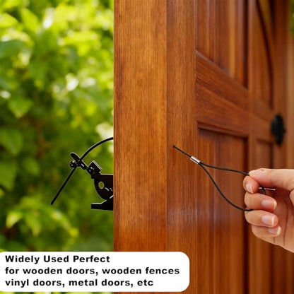 3 Sets Gate Latch Cable Pull, Black Gate Latch Pull Cord with Spring, Stainless Steel 2"-6" Adjustable Door Latch Gate Opener for Metal Wooden Fence Garden Backyard