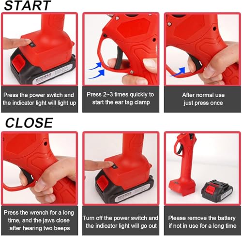 Speed Tagger Cattle, Electric Tagging Tool with 2 Batteries /6 Ear Tag Needle, Livestock Ear Tag Tool for Cattle,Pigs,Sheep,Reduces Animal Pain