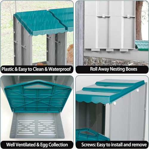 Nesting Boxes for Chickens, Roll Away Chicken Nesting Boxes with Egg Collection for Easy Picking & Protecting Eggs, 6-Compartment Chicken Laying Boxes for Hens, Easy to Clean & Install - size: 6 Compartments