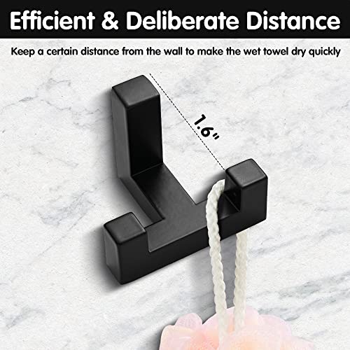 5 Pack Heavy Duty Double Claw Coat Hook Wall Mount with Screw Retro Double Coat Hook Utility Hook for Coats, Scarves, Bags, Towels, Keys, Hats, Mugs, Hats (Black) - color: Black