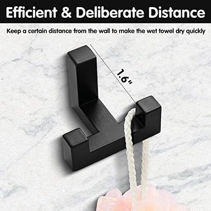 5 Pack Heavy Duty Double Claw Coat Hook Wall Mount with Screw Retro Double Coat Hook Utility Hook for Coats, Scarves, Bags, Towels, Keys, Hats, Mugs, Hats (Black) - color: Black