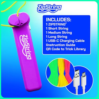 Original ZipString Bundle Pack – As Seen on Shark Tank – 2 Classic Rope Launcher Toys for Kids & Adults – Vivacious Violet & Aesthetic Aqua – USB-C Rechargeable Fidget Toy with Strings & Trick Library