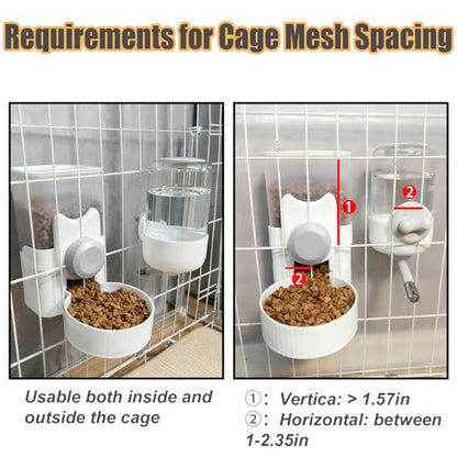 Rabbit Gravity Feeder Waterer Set Automatic Guinea Pig Food Water Dispenser Food Water Bowl Feeding Station for Puppy Kitten Guinea Pigs Chinchilla Hedgehog Small Animals (Grey) - color: Grey