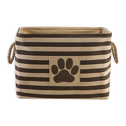 Bone Dry Pet Storage Collection Striped Paw Patch Bin, Medium Rectangle, Brown - color: Brown, size: Medium Rectangle