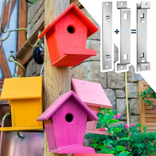 Blulu 2 Sets Bird House Hanger Bracket Stable Rust Proof Galvanized Steel Mounting Bracket for Securing Bird Houses Nesting Boxes Feeders, Quickly Remove for Cleaning (Silver) - color: Silver