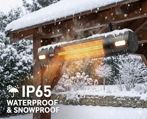 Wall Mounted Patio Heater with LED Light, 1500W Electric Outdoor Heater, Fast Carbon Infrared Heating with Remote & Timer, IP65 Waterproof for Backyard, Gazebo and Outside Evening - size: Sunlight Series