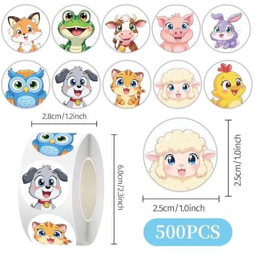 1000 Pcs Cute Animal Stickers for Boys and Girls.Waterproof Vinyl Sticker Packs for Water Bottles Phone Case Laptop Book.2 Roll 1 Inch Kawaii Stickers Bulk - color: Cute Animal