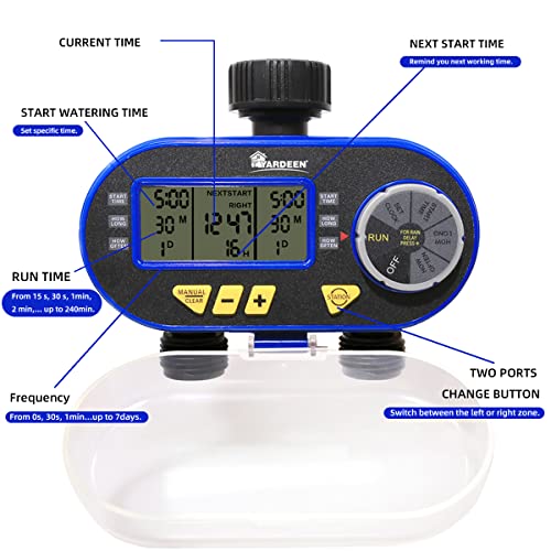 Sprinkler Timer,Outdoor Water Timer for Garden Hose, Programmable with Rain Dela Garden Electronic Irrigation Controller System Color Blue - style: 2 Outlet Water Timer