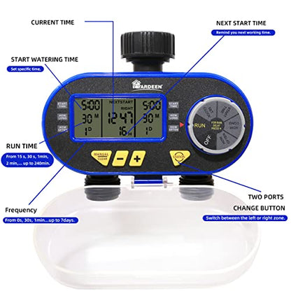 Sprinkler Timer,Outdoor Water Timer for Garden Hose, Programmable with Rain Dela Garden Electronic Irrigation Controller System Color Blue - style: 2 Outlet Water Timer