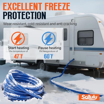 30ft Heated Water Hose for RV, Freeze Protection to -45°F, Lead-Free & BPA-Free, Safe Hose for Campers, Gardening, Livestock, Home Use - size: 30ft
