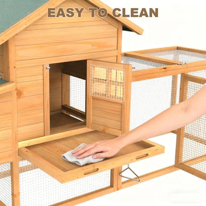 161.4" Large Chicken Coop, Outdoor Chicken House for 6-8 Chickens, Wooden Hen House with Run, Nesting Box, Chicken Cage, Ramp, Tray, Rabbit Hutch for Small Animals - size: 161.4"L x 26.0"W x 44.5"H