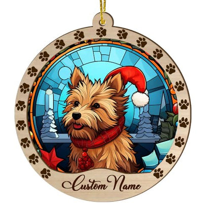 Personalized Australian Terrier Ornament, Australian Terrier Christmas Ornament, Custom Name Australian Terrier Dog Suncatcher for Christmas Tree - color: Australian Terrier