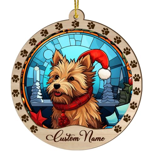 Personalized Australian Terrier Ornament, Australian Terrier Christmas Ornament, Custom Name Australian Terrier Dog Suncatcher for Christmas Tree - color: Australian Terrier