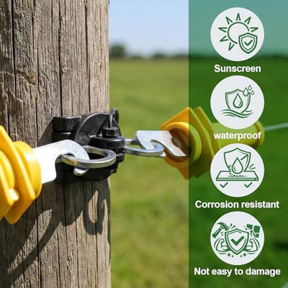 10 Pcs T-Post Electric Fence Gate Hook Heavy Duty Eyelet Set, Pin-Lock Insulator Gate Connector for High Tensile Ranch Farm and Property Fencing (Sliver) - color: Sliver