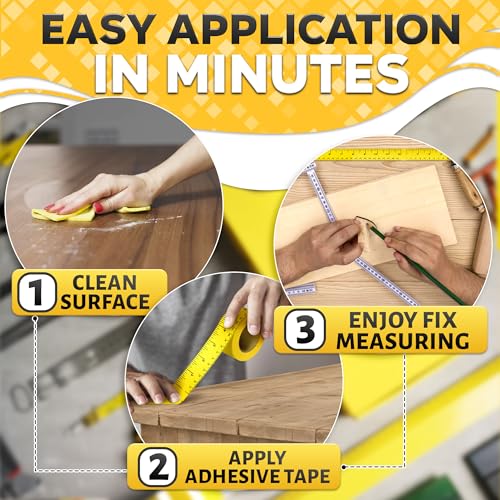12 Inch Repeating Adhesive Measuring Tape – 13.9 Yards, 1” Wide, Dual Metric, Left-Right Reading, Flexible & Strong Adhesive Ruler Tape for DIY, Crafts, Woodworking, and Sewing Tools Set