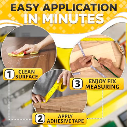 12 Inch Repeating Adhesive Measuring Tape – 13.9 Yards, 1” Wide, Dual Metric, Left-Right Reading, Flexible & Strong Adhesive Ruler Tape for DIY, Crafts, Woodworking, and Sewing Tools Set