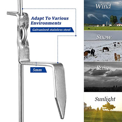 Fence Shock 30 Pack 41 Inches Systems Pig Tail Step-in Fence Post, Portable Stainless Steel Single Rope Poles/Stakes for Electric Fence, Garden, Farm, Flower Beds, Walkways, Fountains - White - color: White