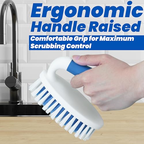 Scrub Brush, 2 Pack Household Cleaning Brushes with Stiff Bristles, Scrubbing Brush for Carpet, Shower, Bathtub, Kitchen, Pool Tile, Bathroom Scrubber - size: Large