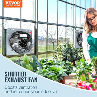 VEVOR Shutter Exhaust Fan, 16'' with Various Speeds, AC-motor, 2000 CFM, Wall Mount Attic Fan, Ventilation and Cooling for Greenhouses, Garages, Sheds, FCC - size: 16 Inch