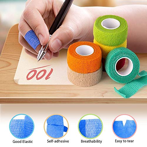 (12-Pack) 1” x 5 Yards | Self Adhesive Bandage Wrap, Kuvvfe Athletic Elastic Cohesive Bandage for Sports Injury,Strain,Knee & Wrist,Ankle Sprains & Swelling First Aid - size: 1x180 Inch (Pack of 12)