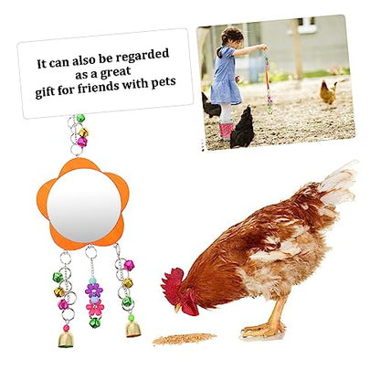 Abaodam 1Pc Chicken Mirror Rooster Plaything for Birds Hens Parrots Hanging Mirror for Coop Decoration Playtime Fun Farm Garden