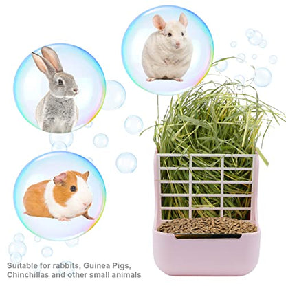 Litewoo Rabbit Hay Feeder Food Bowl Feeding Rack for Small Animal Guinea Pig Chinchilla Bunny Cage Accessories - color: Pink