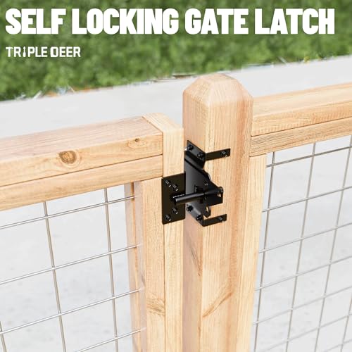 TRIPLE DEER Heavy Duty Self-Closing Gate Hinge and Self-Locking Latch Hardware Kit, Stainless Steel Automatic Gate Hardware Kit for Wooden/Vinyl/PVC Fence Gate with Screws and Adjuster Tool, 1 Pack