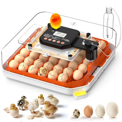 48 Egg Incubators for Hatching Eggs, Chicken Incubator with Auto Turner, Digital Temp & Humidity Control, Built-in Egg Candler & External Water Refill - for Hatching Chicks, Ducks, Quail, Goose Eggs