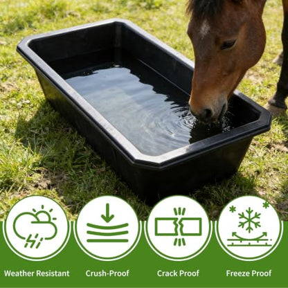 5 PCS Heavy Duty Rubber Feed Pan, 2.5 Gallon Square Feed Bucket | Heavy Duty Horse Water Troughs for Horse, Goat, Pig And Livestock Use Durable Square Design For Farm Feeding Tasks - size: 17.3 × 12 × 5.1in