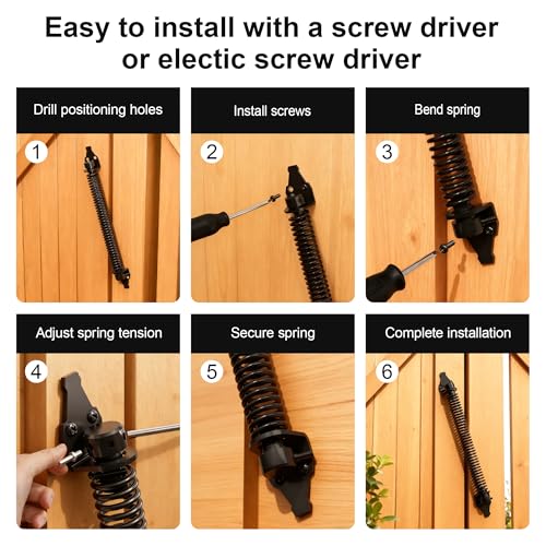 skysen 14" Fence gate Spring self Closing and Adjustable for Wooden or Vinyl Fence,Carbon Steel,Black(gate spring-14)