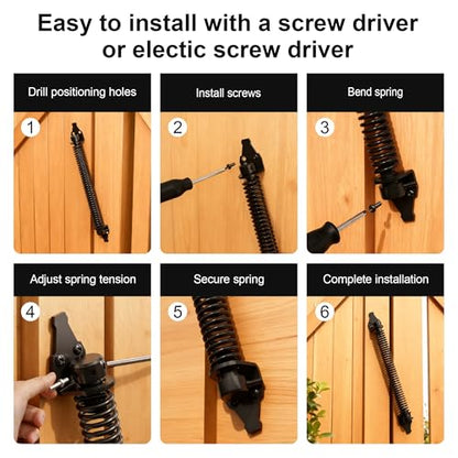 skysen 14" Fence gate Spring self Closing and Adjustable for Wooden or Vinyl Fence,Carbon Steel,Black(gate spring-14)