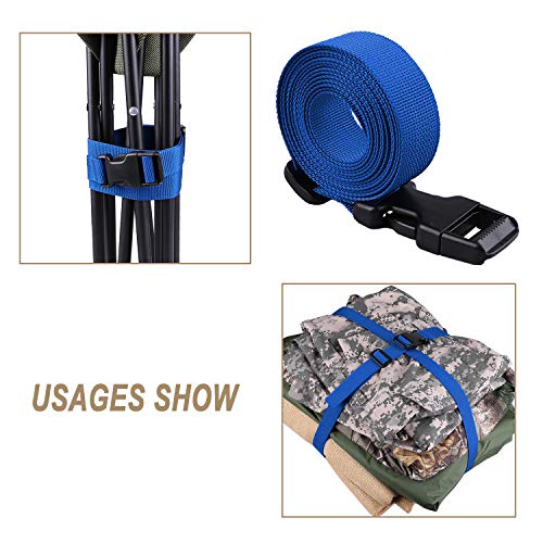 MAGARROW 78" x 1" Strap Buckle Packing Straps Adjustable 1-Inch Belt - color: Blue 6.5 feet Long (4-PCS)