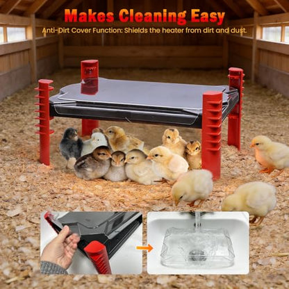 Smart Chicken Brooder Heater - Brooder Plate for 25 Chicks, 150W Adjustable Temp Chick Heating Plate with Built-in Sensor, Height Adjustable for Coop Warmer