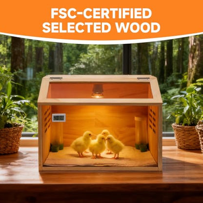 Brooder Box for Chicks Thick Wooden Chicken Brooder Box with Pre-Drilled Holes, Heating Lamp & Thermometer Included, Suitable for Chicks, Ducks, Quails, Hamsters & Small Animals 15.7 x 12 x 12 in - size: Small(15.7x12x12 in)